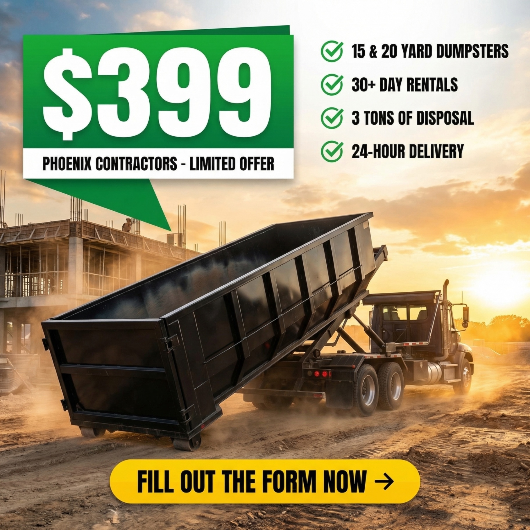 Dumpster rental headline ad creative