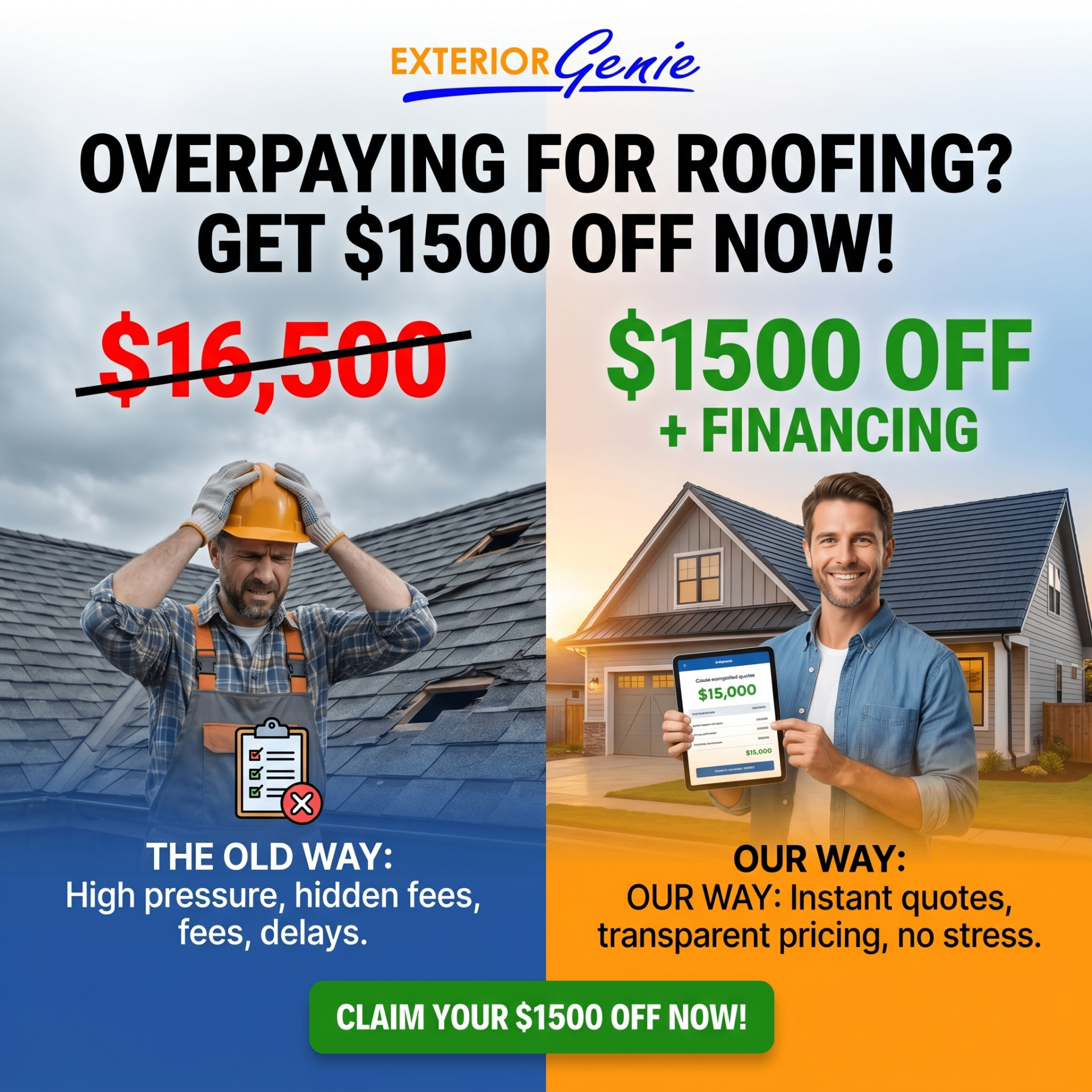 Roofing us versus them ad creative